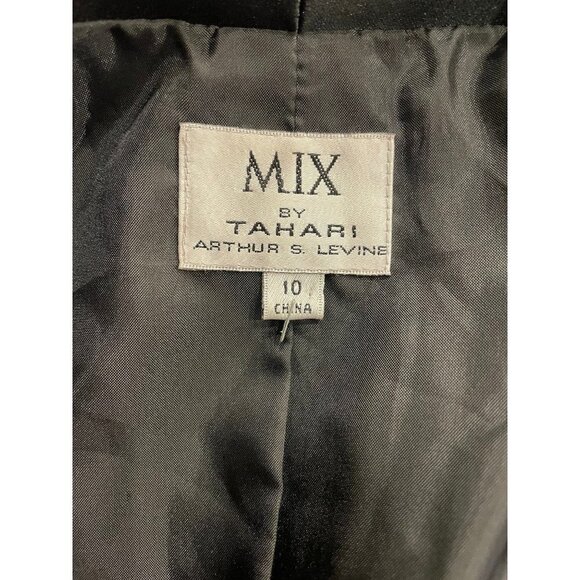 MIX by Tahari ASL Black Textured Shiny Single Button Blazer Sz 10 - Picture 6 of 12